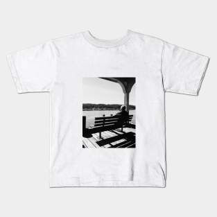 Black and White Photography, Loner, Ocean, Peace Kids T-Shirt